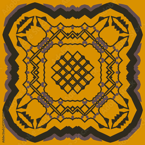 Decorative pattern with geometric shapes. The ornament. Abstract texture designs can be used for backgrounds, textile, wallpapers, gift wrapping, templates, shawl and tile. Vector.