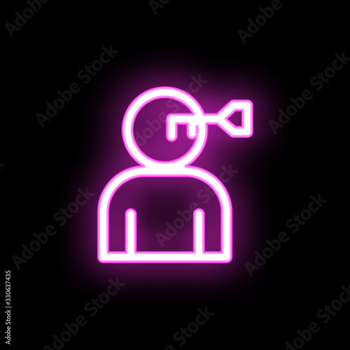 Human brain key neon icon. Simple thin line, outline vector of mix icons for ui and ux, website or mobile application