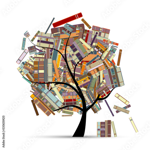 Library tree with books for your design