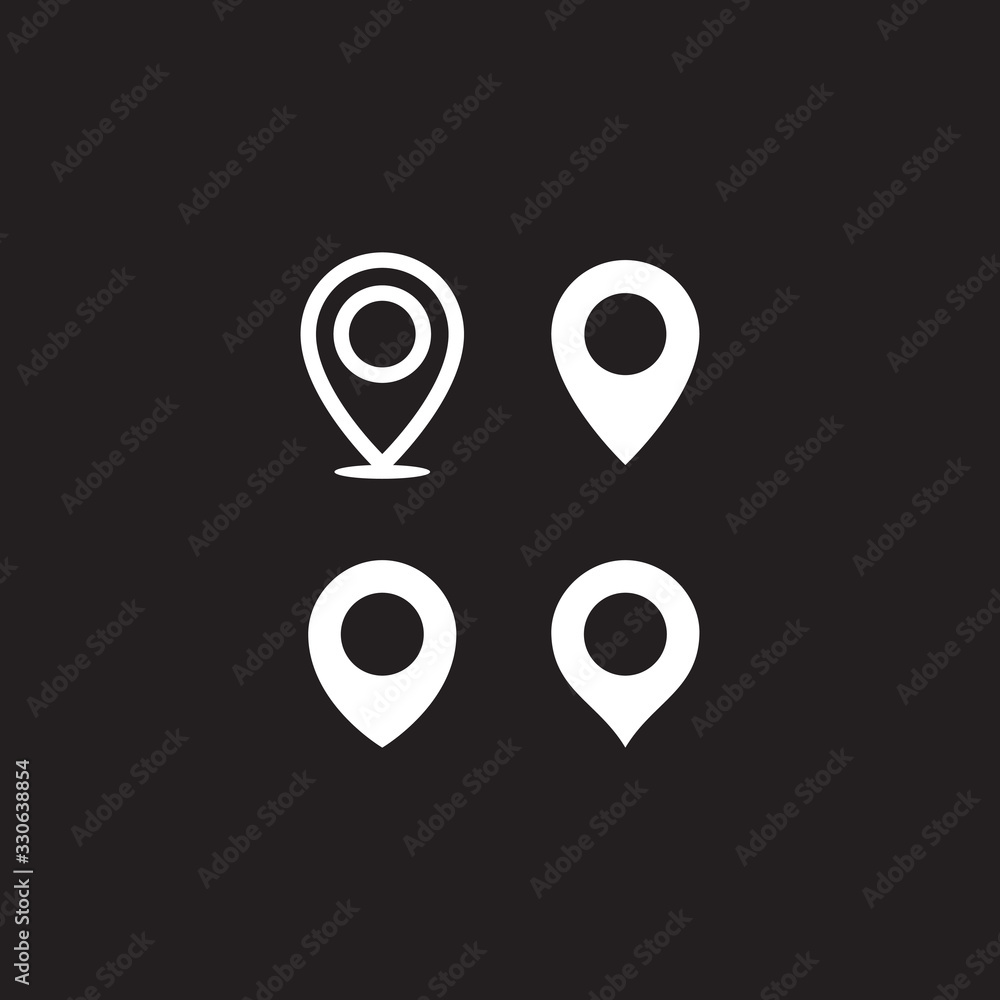 Simple map pin. Concept of global coordinate, dot, needle tip, ui. Flat style trend modern brand graphic design on black background Simple map pin. Concept of global coordinate, dot, needle tip, ui. Flat style trend modern brand graphic design on black background