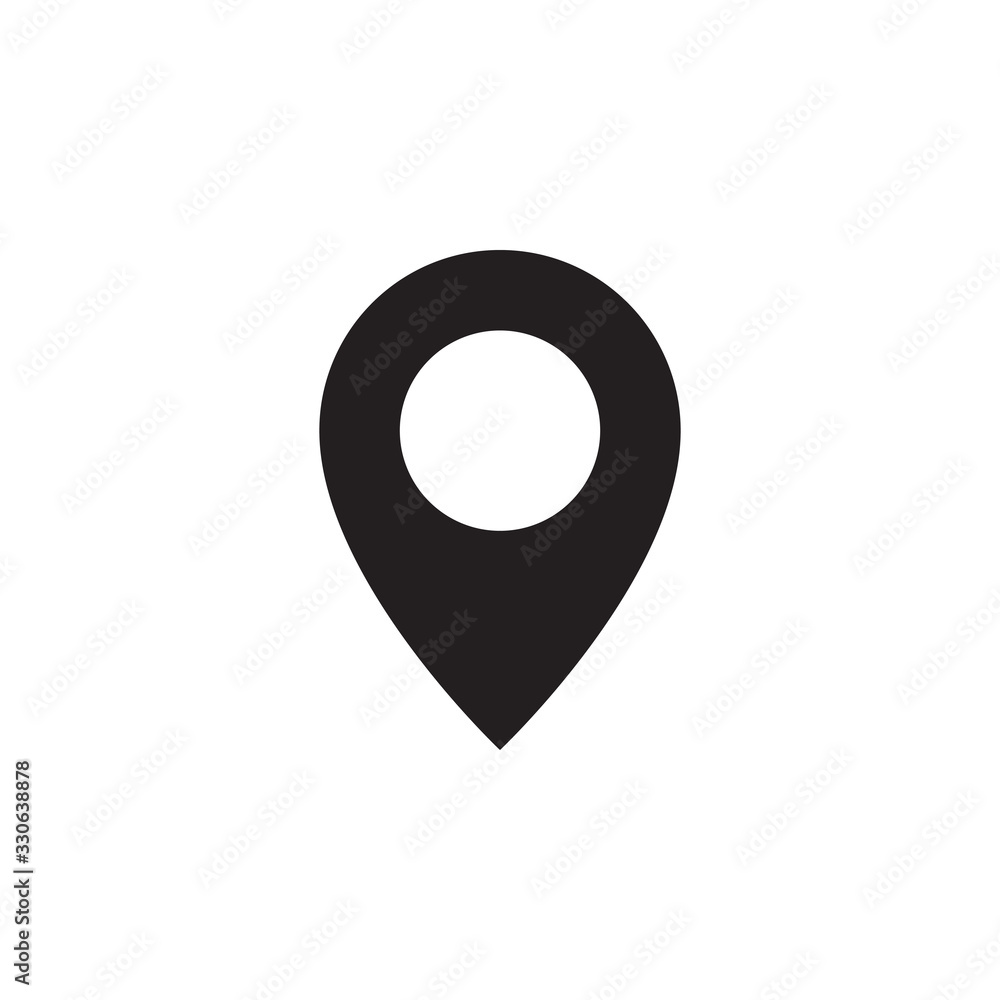 Simple map pin. Concept of global coordinate, dot, needle tip, ui. Flat style trend modern brand graphic design on white background Simple map pin. Concept of global coordinate, dot, needle tip, ui. Flat style trend modern brand graphic design on white background