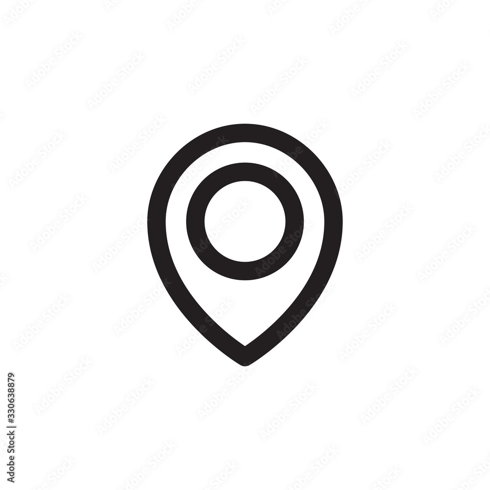 Simple map pin. Concept of global coordinate, dot, needle tip, ui. Flat style trend modern brand graphic design on white background Simple map pin. Concept of global coordinate, dot, needle tip, ui. Flat style trend modern brand graphic design on white background