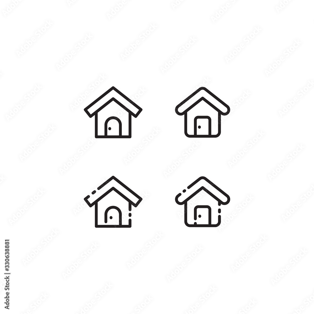 home icon , line art style . home or house vector icon isolated on white background