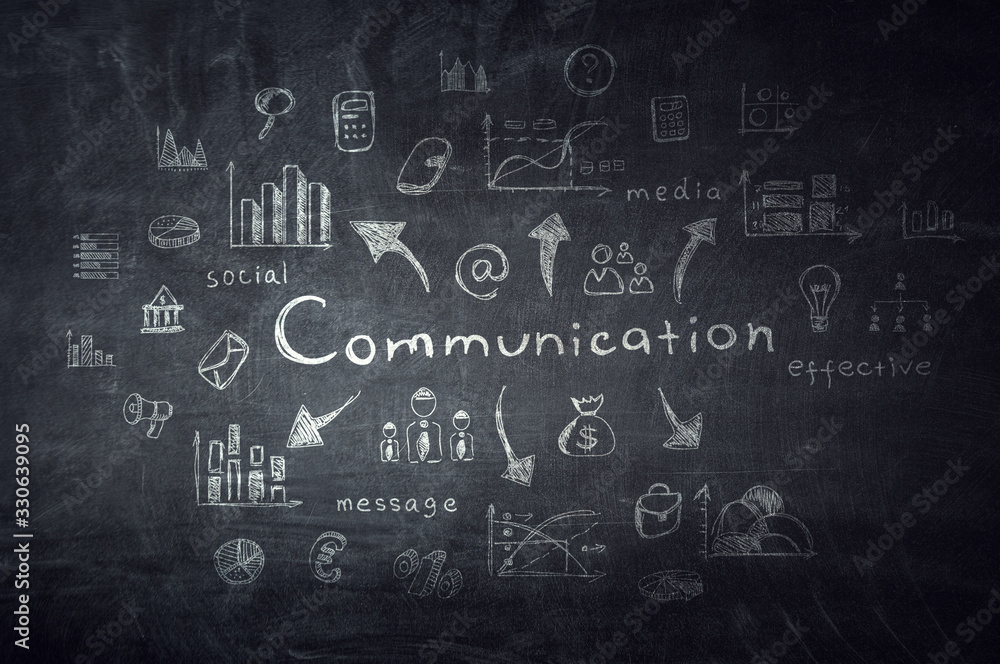 Black chalkboard with word communication Black chalkboard with word communication