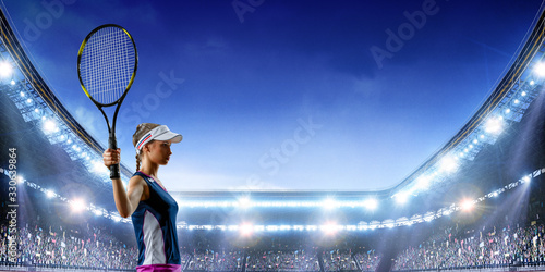 Young woman playing tennis. Mixed media © Sergey Nivens