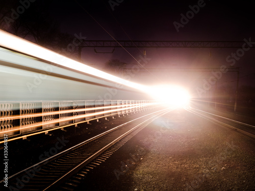 Yellow light Line on railway tracks
