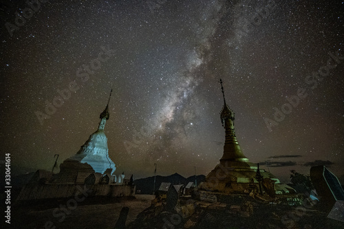 Star of the galaxy Sky Night over mountain, Mulayit, Myanmar (Burma).