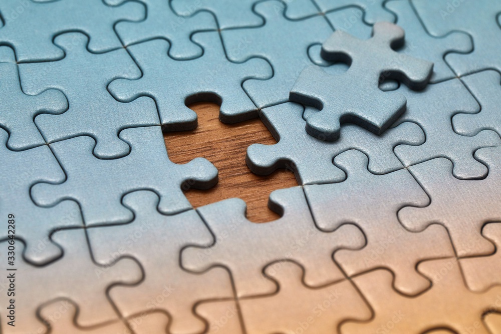 Jigsaw puzzle background, one last piece missing only, easy task Jigsaw puzzle background, one last piece missing only, easy task