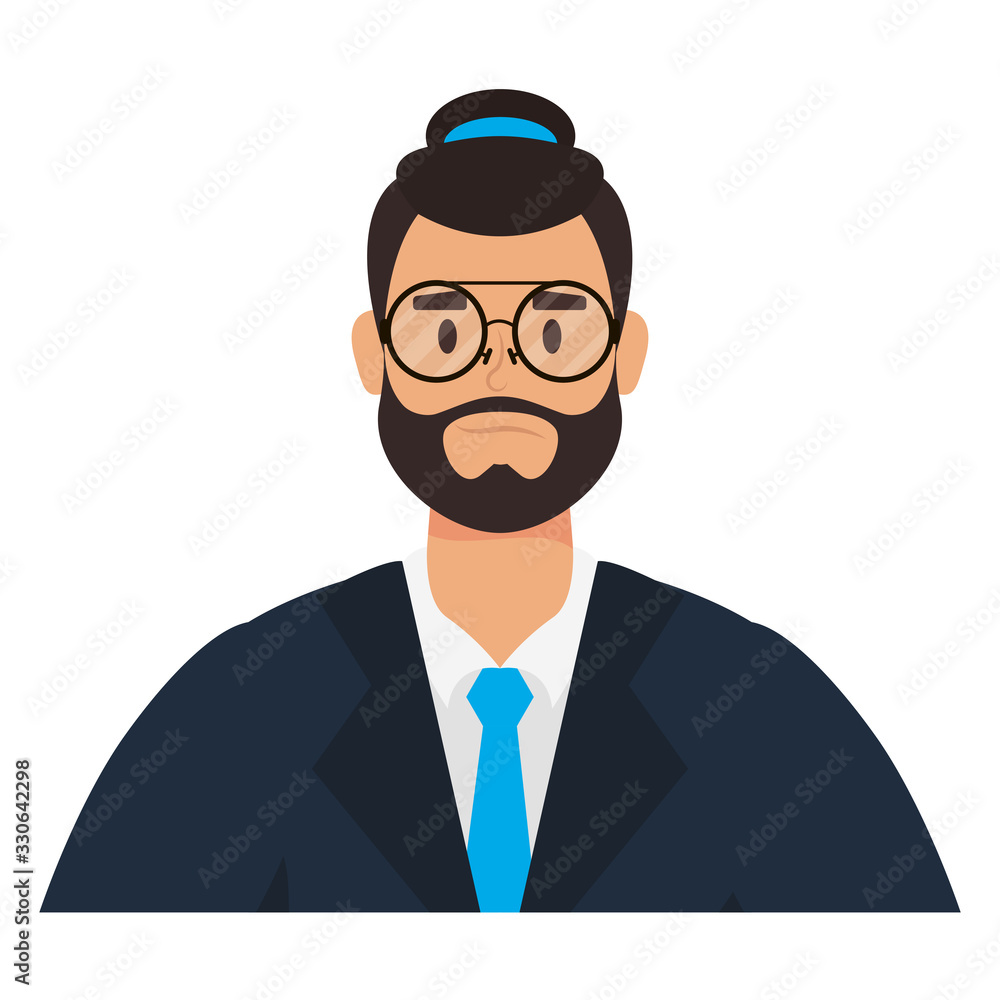 young man with beard and hat character