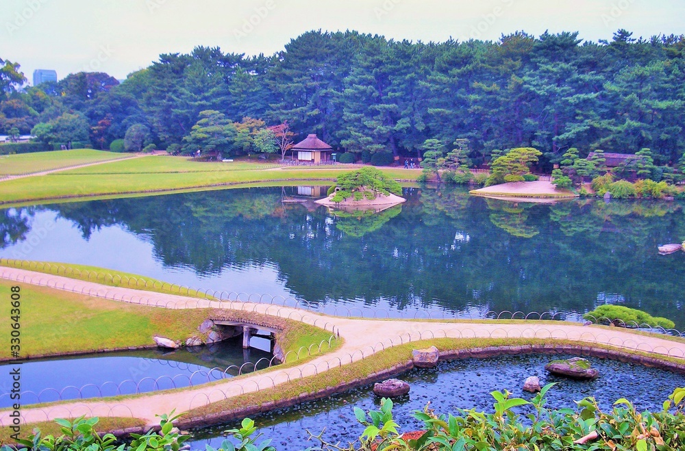 Obraz premium 後楽園の日本庭園、岡山県、日本