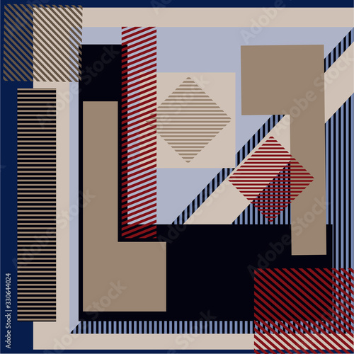 silk square scarf with geometric pattern design