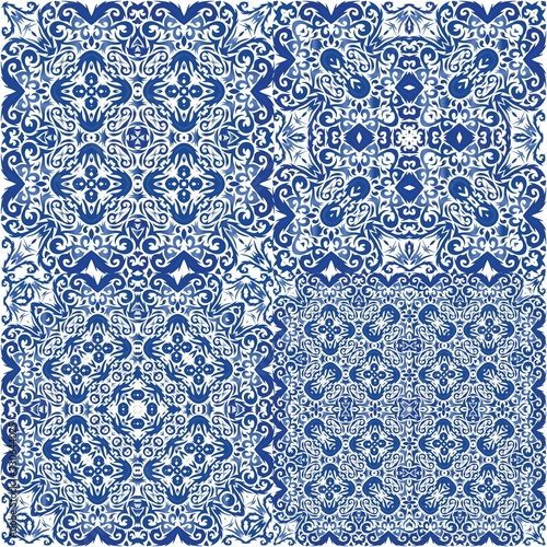 Antique azulejo tiles patchworks.