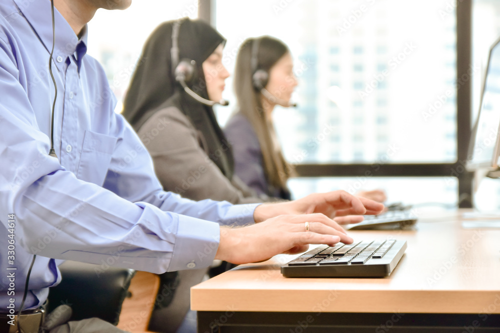 Fototapeta premium Call center support team