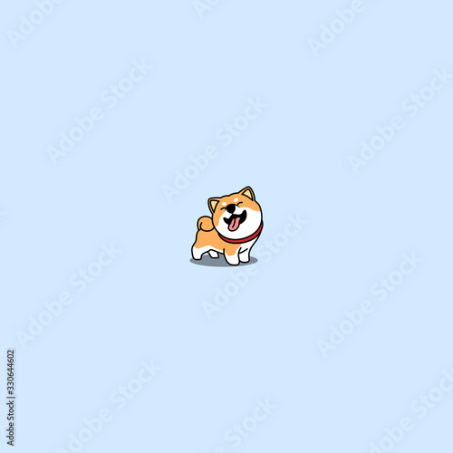 Funny shiba inu dog smiling cartoon, vector illustration
