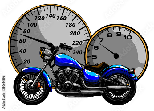 vector illustration Flaming Bike Chopper Ride Front View