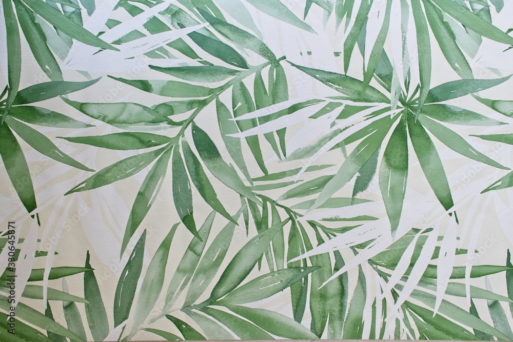 Fototapeta Modern wallpaper with palm fronds.