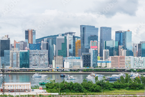 Panorama of skyline of downtown of Hong Kong city