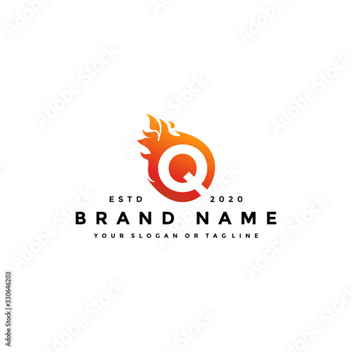 Q letter logo fire design vector