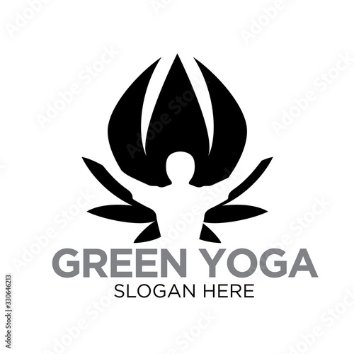 green yoga leaf nature logo designs