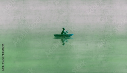Man alone on a boat