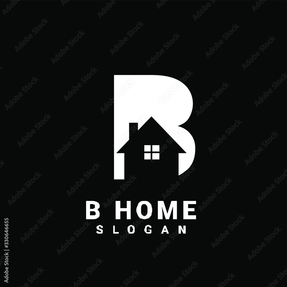 B initial house logo icon design vector