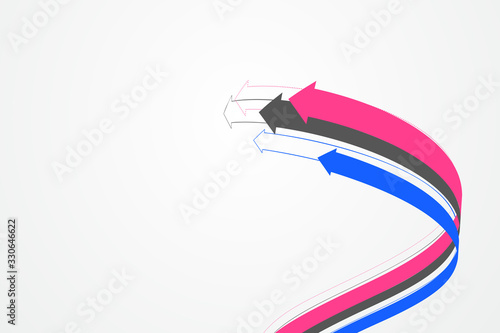 Abstract graphics composed of staggered arrows symbolize the meaning of cooperation and development.