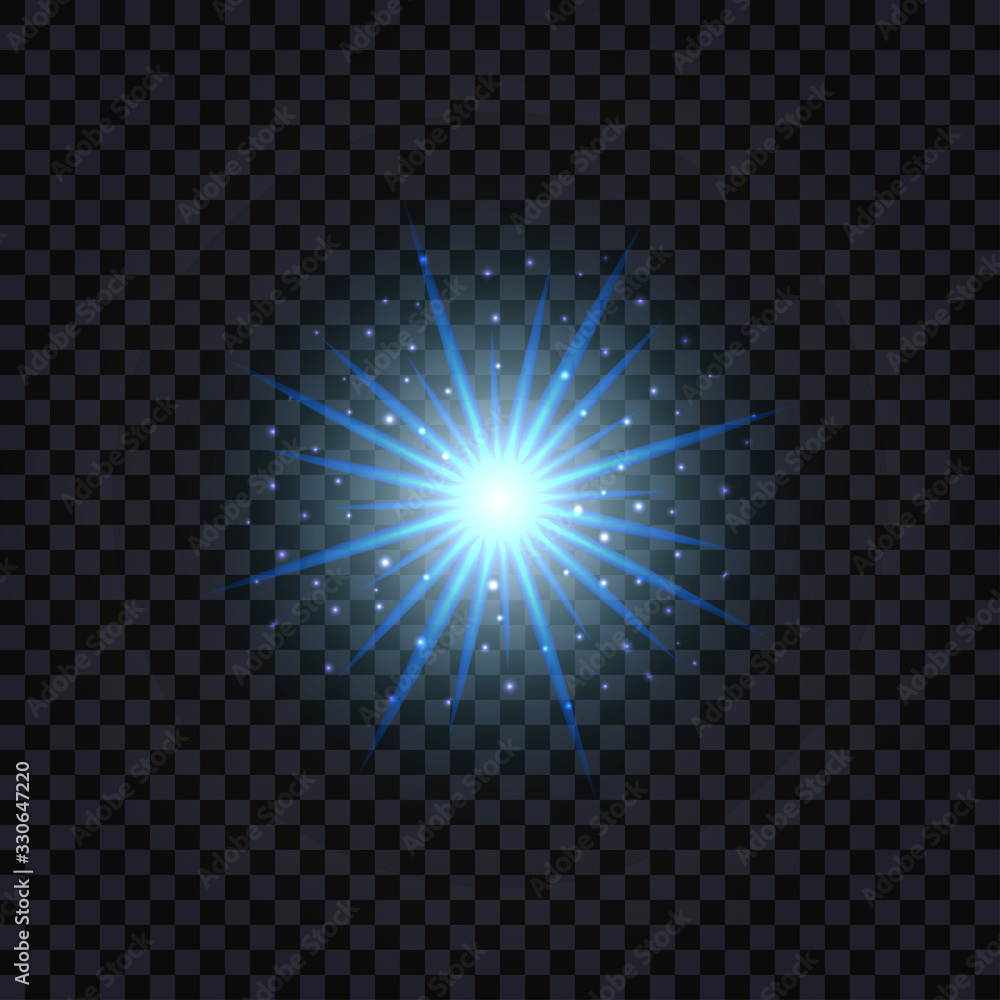 Magic blue light effect. Glowing flare with shiny sparkles. Isolated on transparent background. Vector illustration Magic blue light effect. Glowing flare with shiny sparkles. Isolated on transparent background. Vector illustration