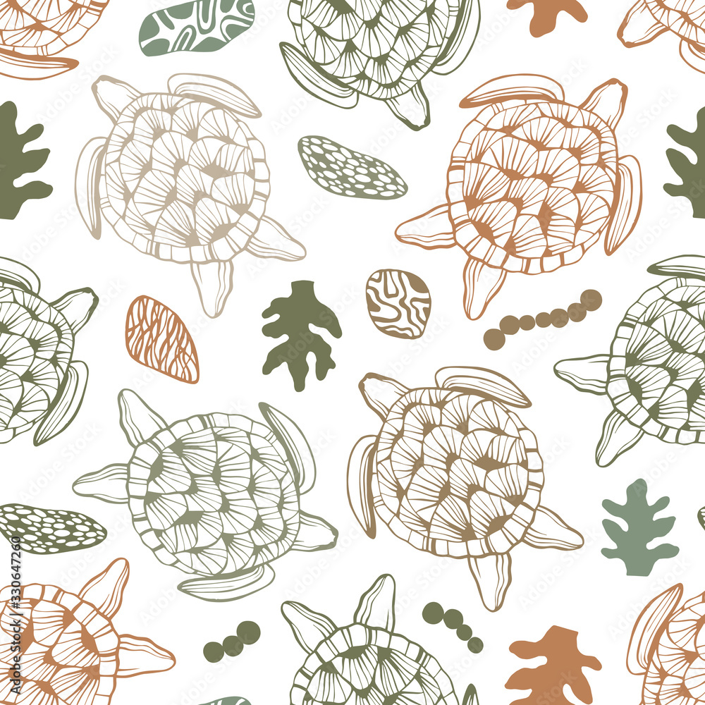 Seamless pattern with sea turtles. Seamless pattern with sea turtles.
