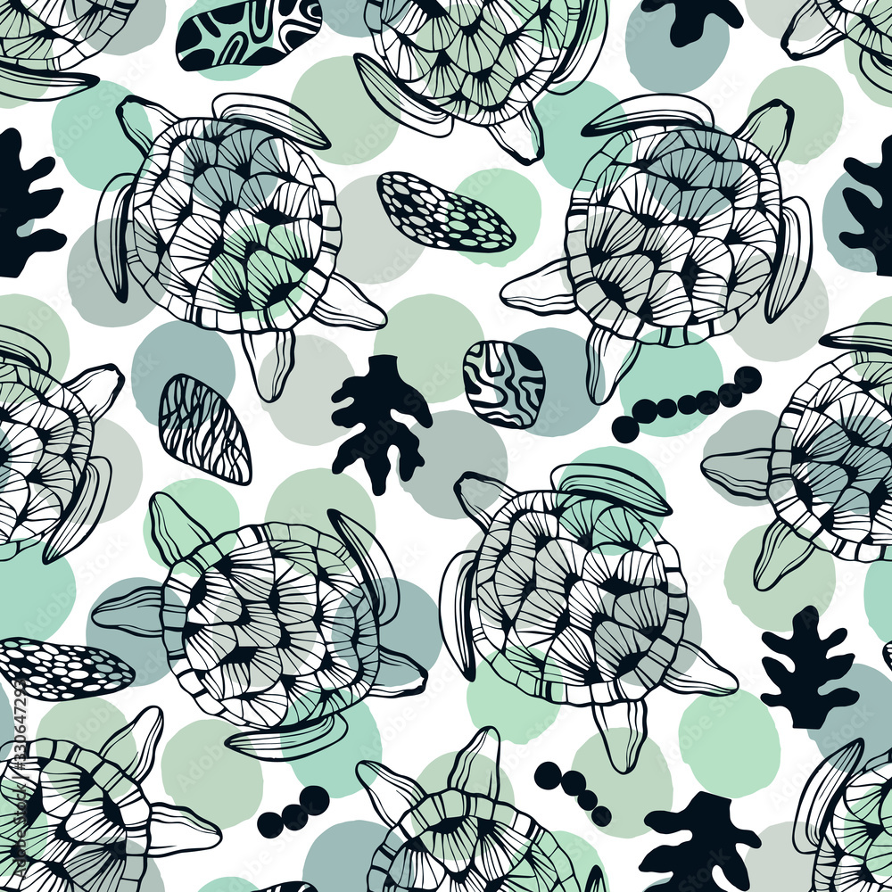 Seamless pattern with sea turtles. Seamless pattern with sea turtles.
