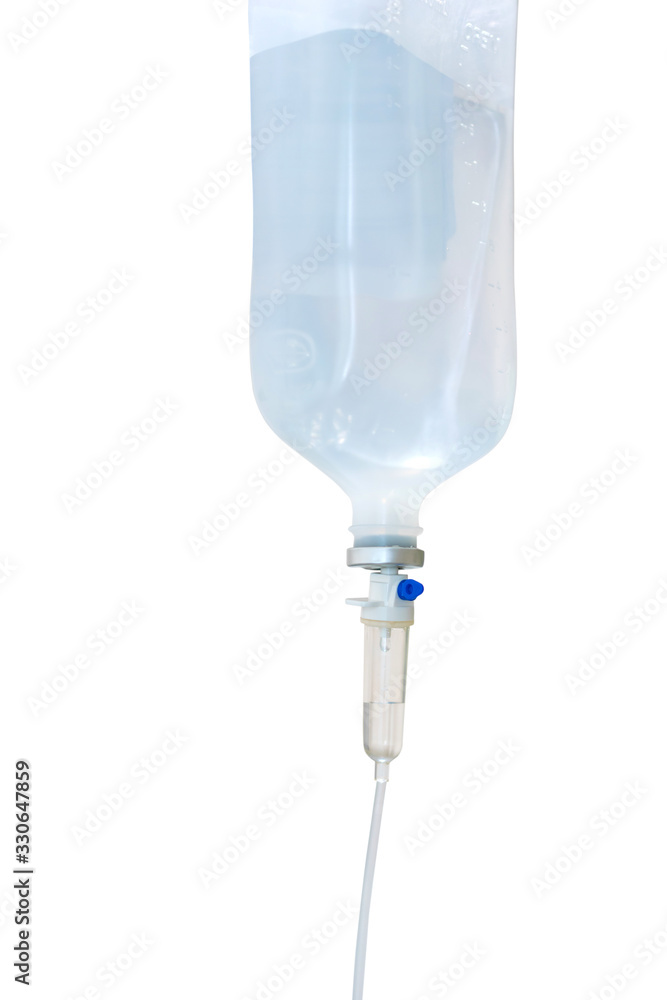 Normal saline solution or sodium chloride with infusion bottle drip for
