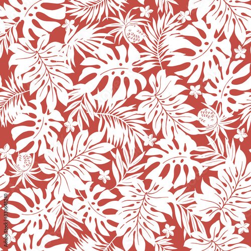 Beautiful tropical plant seamless pattern illustration,