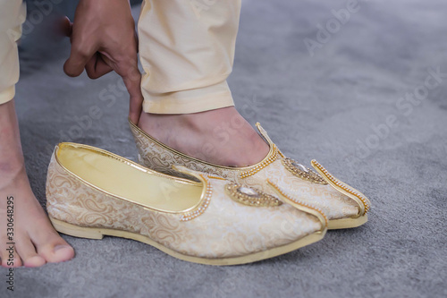 Indian Punjabi Sikh groom's wedding shoes