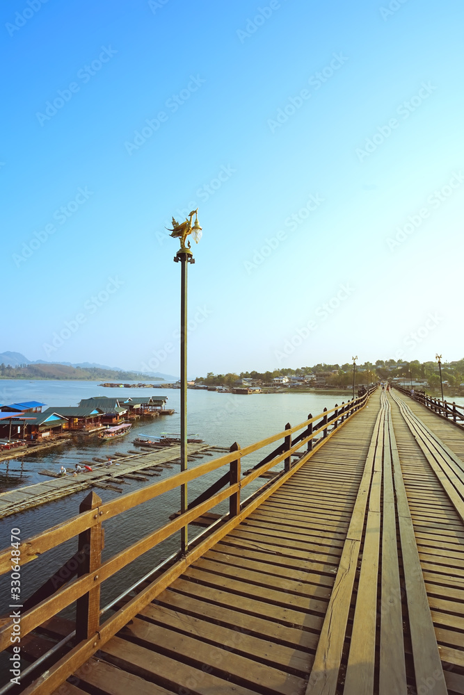Mon Bridge in Sangkhla Buri, Kanchanaburi Province, Thailand.