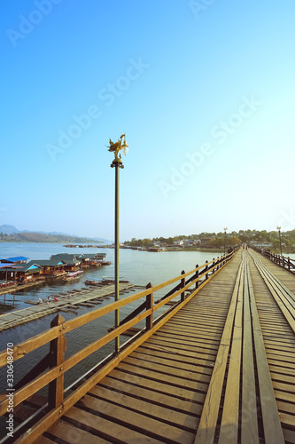 Mon Bridge in Sangkhla Buri, Kanchanaburi Province, Thailand. © Maicyber