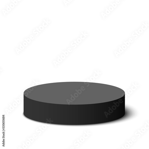 Black round box. Package. Vector illustration.