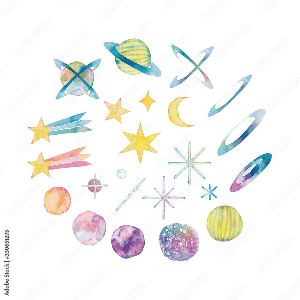 宇宙 星 アイコン セット 水彩 ベクター イラスト Stock Vector Adobe Stock