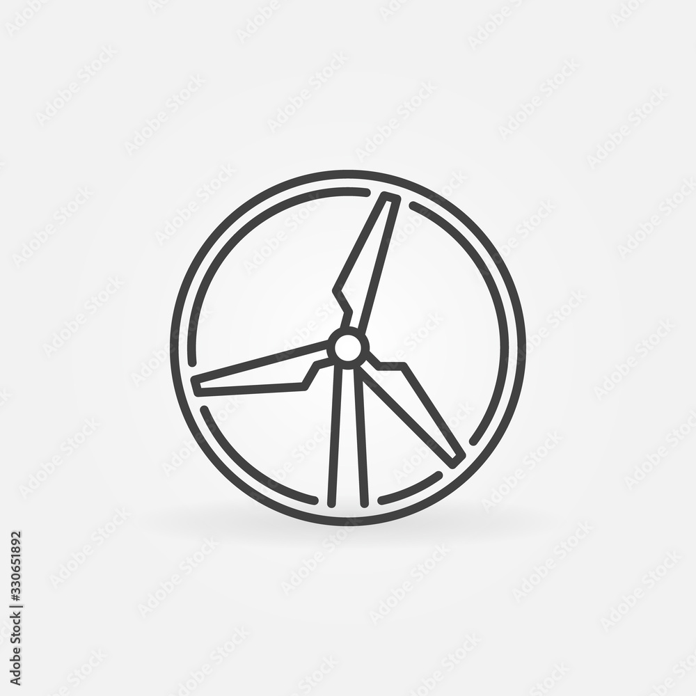 Wind Turbine round thin line concept symbol or icon Wind Turbine round thin line concept symbol or icon