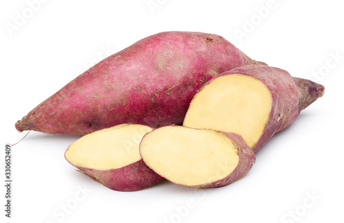Yellow sweet potato isolated on white with clipping path.