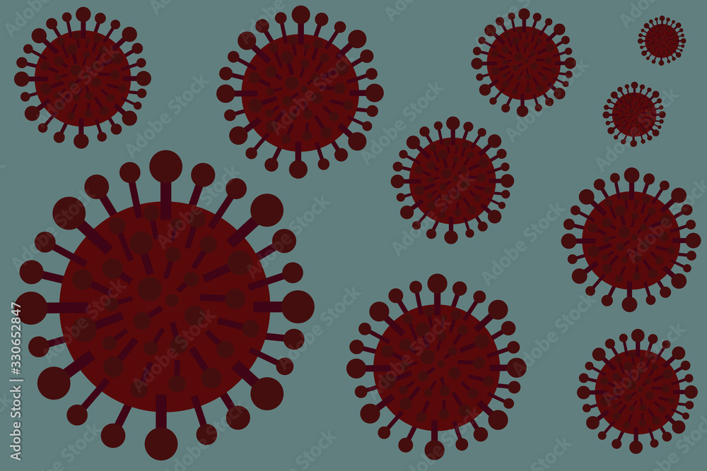 Group virus cells on blue background. Group virus cells on blue background.