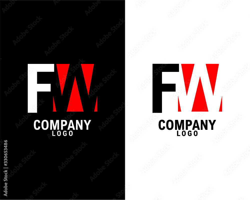 FW, WF Initial abstract company Logo Design with negative space. black background and white background company logo template vector FW, WF Initial abstract company Logo Design with negative space. black background and white background company logo template vector