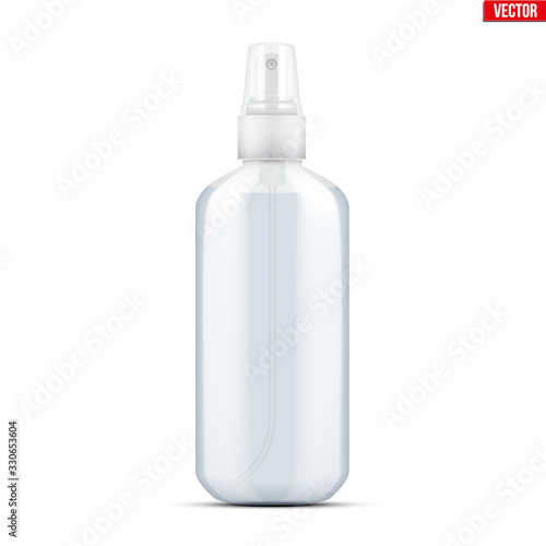 Sanitizer bottle spray with gel. Disinfectant Bottle with Spray. Safety in an epidemic and pandemic. Vector Illustration isolated on white background.