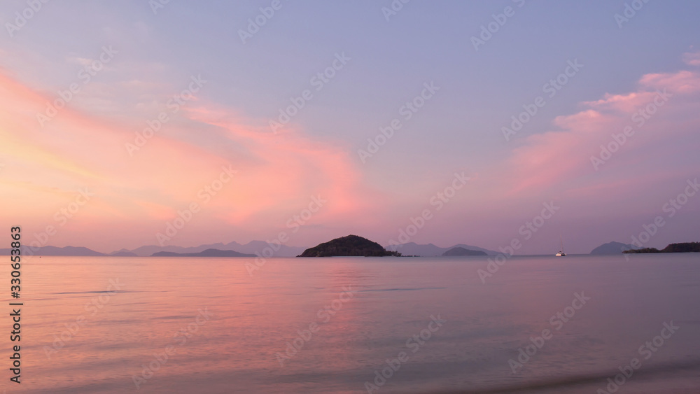 View of sea with sunset sky for nature background