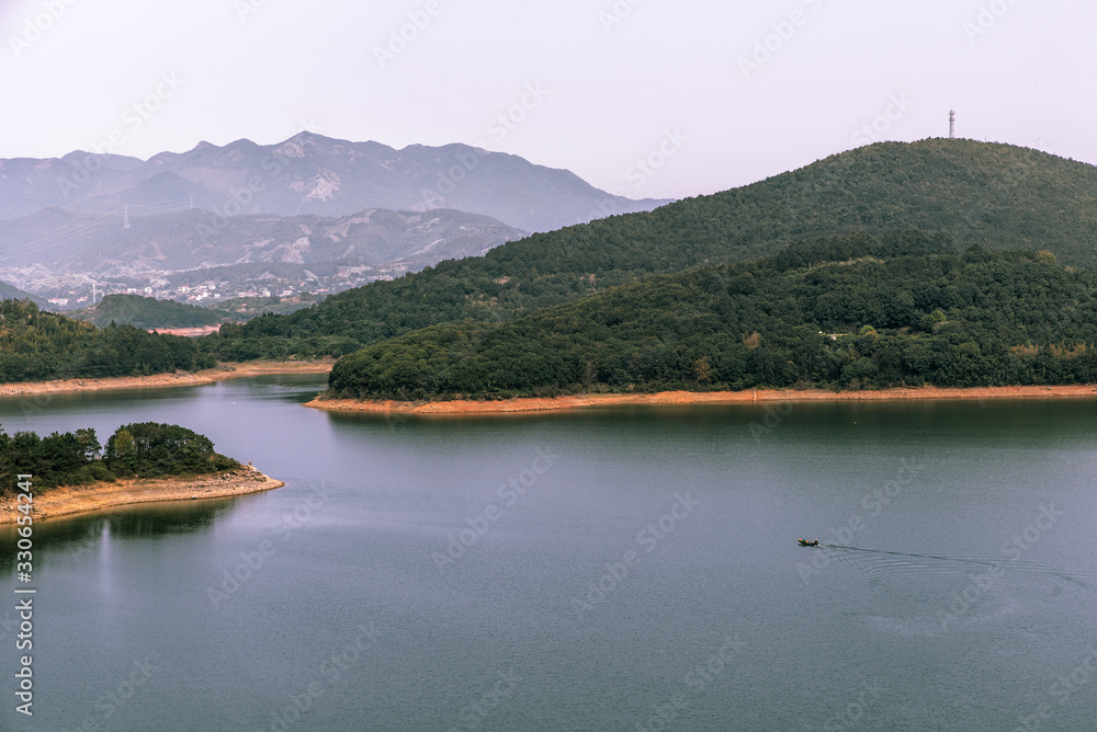 Lake and green mountain