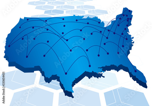 USA map network background Vector