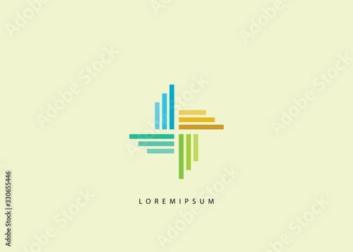 Vector design template for the windmill Logo finance. Colorful abstract line concept icon