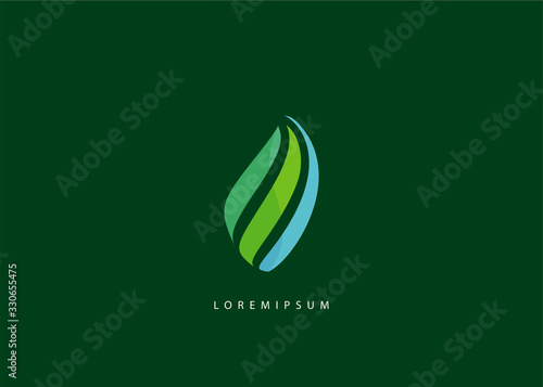 Vector design template for abstract shapes of leaves Logo leaf line. Abstract ribbon icon concept for finance