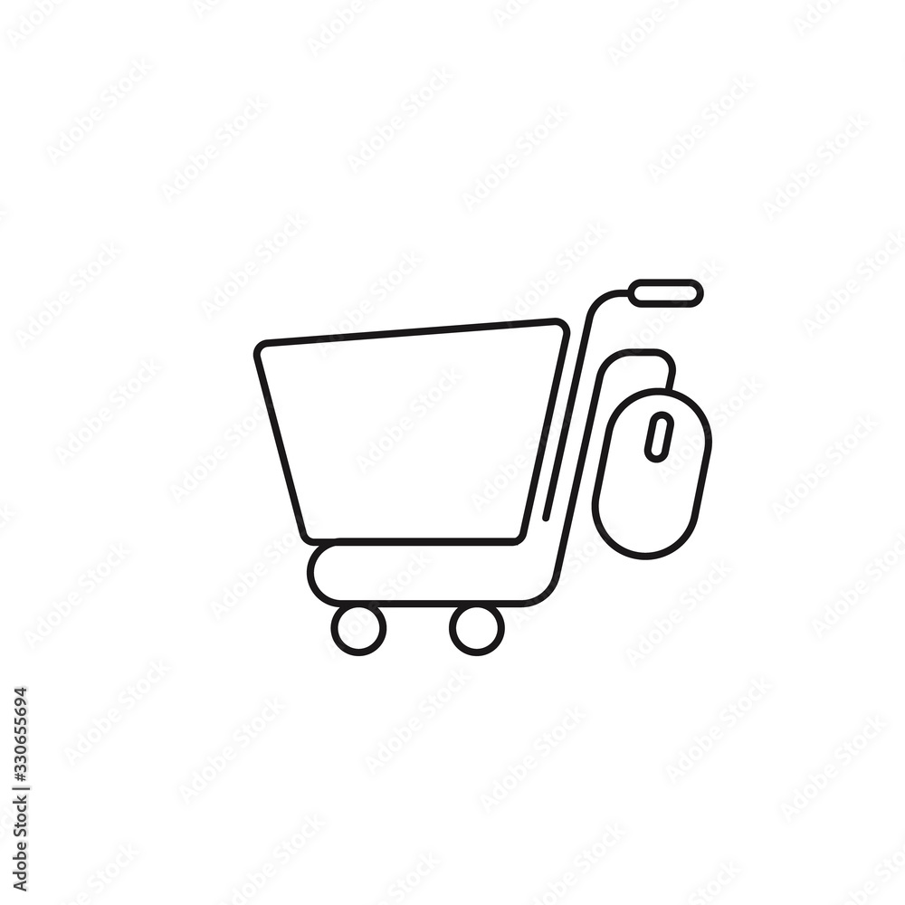 mouse in the shape of a shopping cart vector icon. mouse in the shape of a shopping cart vector icon.