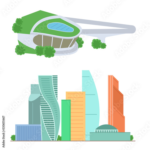 Moscow sights vector illustration set
