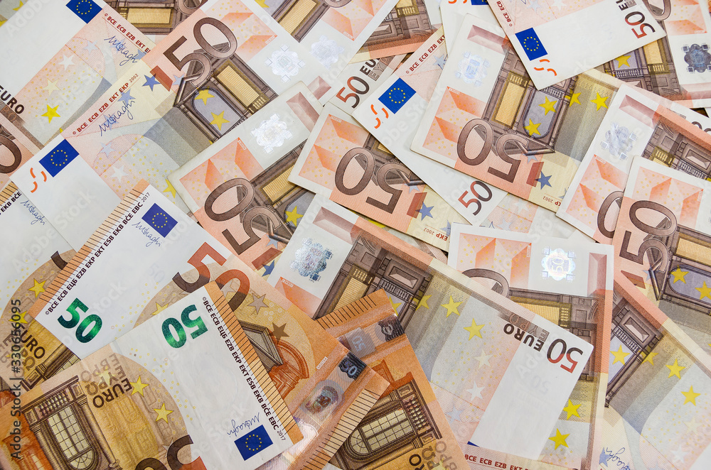 background with euro. 50 euro banknote for background.