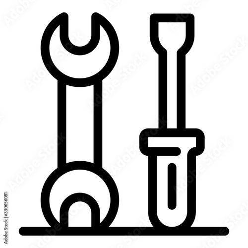 Wrench screwdriver icon. Outline wrench screwdriver vector icon for web design isolated on white background